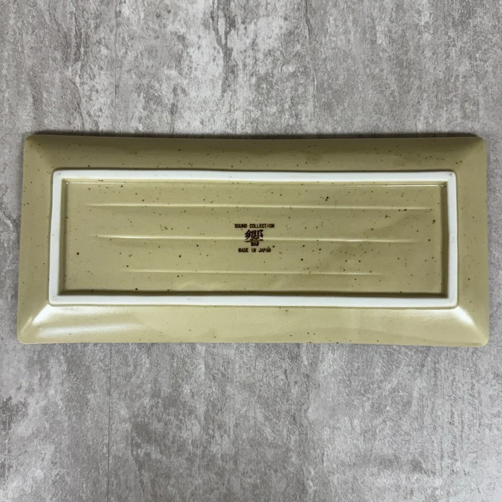 Vintage Japanese Stoneware Ginkgo Leaf Sound Collection Sushi Serving Platter